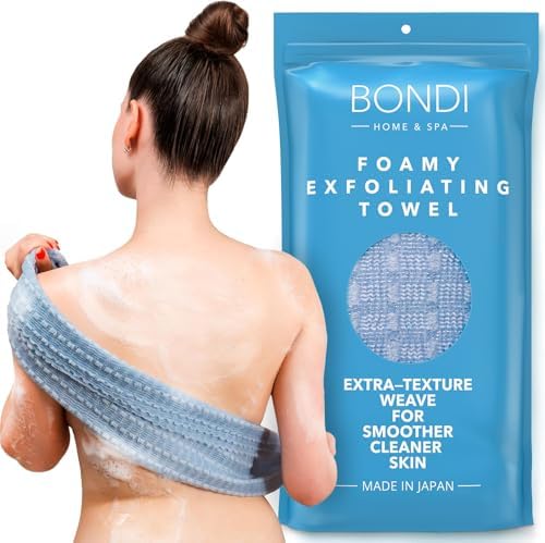 BONDI Exfoliating Washcloth for Smooth Skin - Extra Long - Perfect for Back Scrubbing - Made in Japan