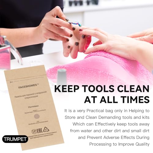 100Pcs Disposable Self-Sealing Sterilizer Pouches for Nail Tool,LXIANGN Dry Heat Autoclave Nail Tools Sterilizer Bags Kraft Paper Cleaning Bags For Dentist Tools and Nail Art Supplies (100mm x 200mm)