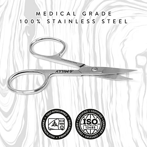 High Carbon Stainless Steel Professional Nail Scissors for Manicure | Razor Sharp Curved Blade Beauty Scissors for Women (Silver)