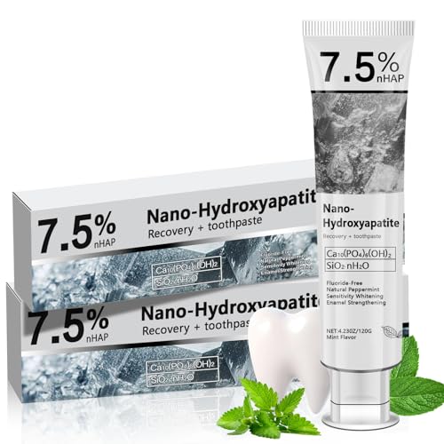 Hydroxyapatite Toothpaste for Advanced Enamel Protection & Tooth Strengthening, Fluoride-Free Fluoride-Free Formula with Gentle Mint, Fresh Breath, Reduce Tooth Sensitivity 2pcs