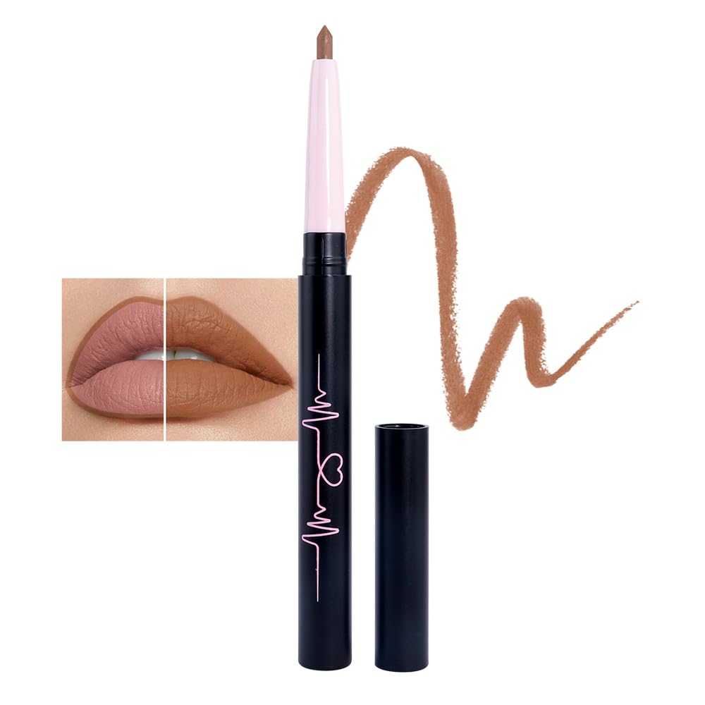 1PCS Retractable Lip Liner Pencils, Brown Matte, High Pigmented Natural Lip Makeup Pencils, Non-transfer, Waterproof, Long-lasting Quick-Drying Lipstick Pencil , Not Easy to Fade Lip Gloss Pen. 02