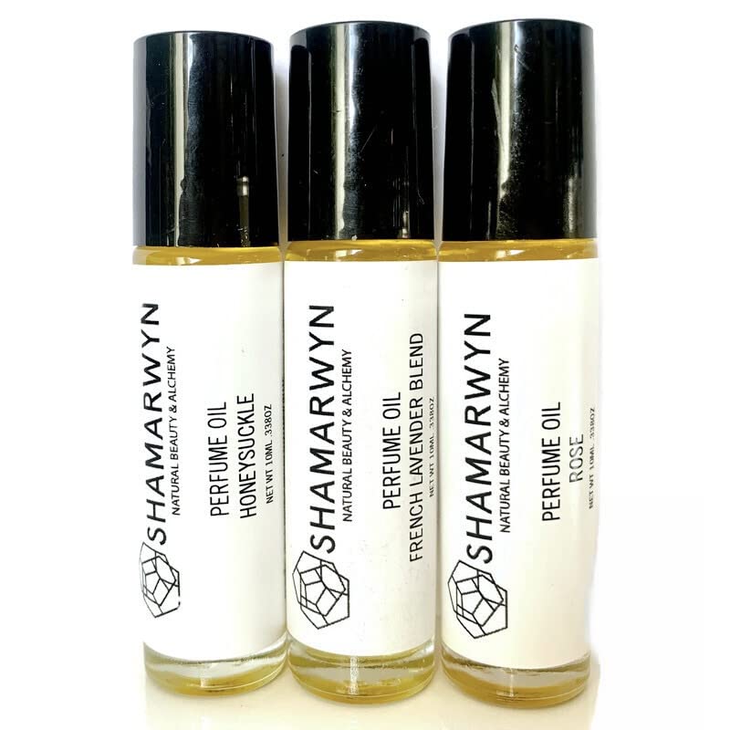Botanical Perfume Oil Gift Set – Rose, Honeysuckle & Lavender Roll-Ons | Natural Jojoba-Based Fragrance Trio, 10ML Each