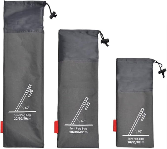 3 Pieces Outdoor Tent peg Storage Bag Camp Accesorries Bag Camping Tent Stakes Sleeve (L, M, S)