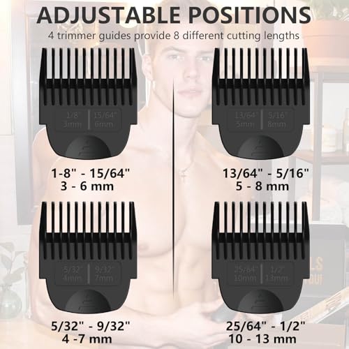4 Pack Guards for Manscaped Lawn Mower 4.0 - Adjustable Lawnmower 4.0 Trimmer Guards with Organizer, Waterproof Guide Comb Replacement for Manscaped 4.0 Attachments, Cutting Lengths from 1/8" to 1/2"