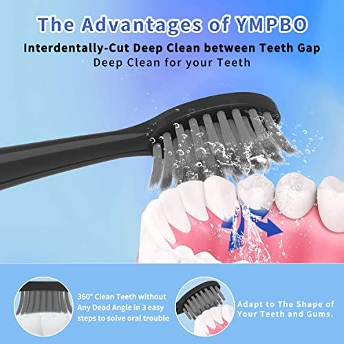 10 Pack Replacement Toothbrush Heads Compatible with Burst Electric Toothbrush, YMPBO Toothbrush Heads for Burst Sonic Toothbrush, Deep Cleaning Bristle Design, Black