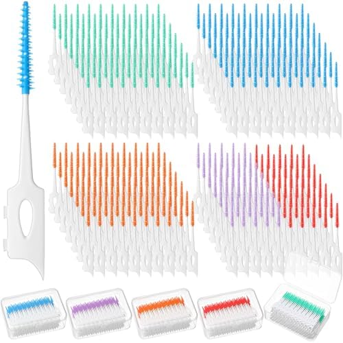1200 Pcs Soft Interdental Brushes Disposable Dental Floss Picks with Case Picks Dental Braces Brush for Teeth Cleaning and Gum Health