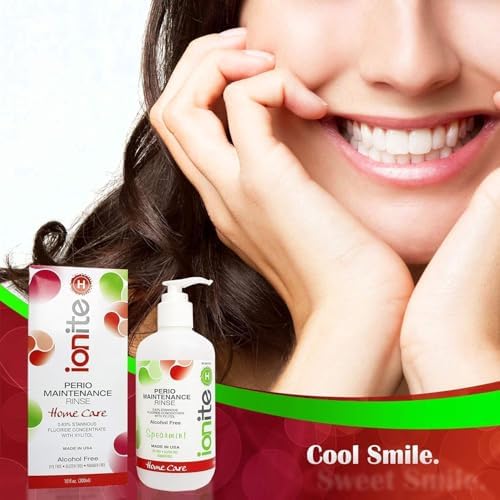 Ionite-H Home Care 0.63% Stannous Fluoride Perio Maintenance Rinse Mouthwash - with Mixing Cup/Shaker and Dispensing Pump (10 Fl oz, Spearmint)