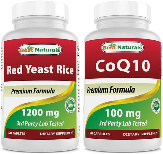 Best Naturals Red Yeast Rice Cholesterol Support 1200 mg & COQ10 100 mg