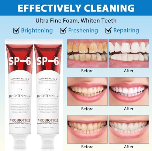 2PCS Sp 6 Probiotic Toothpaste Whitening Sp-6 Probiotics Whitening Toothpaste Fresh Flavor and Gum Health