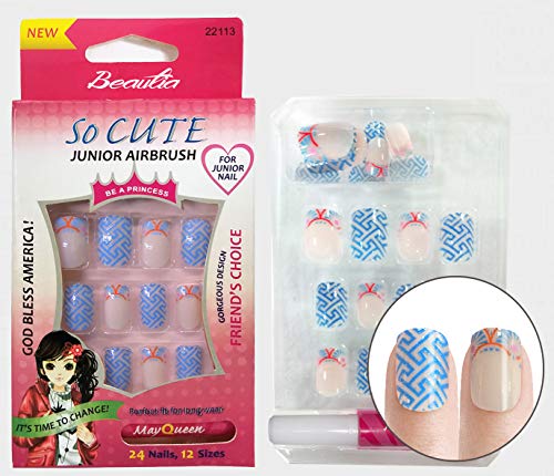 3pack 72Tips So Cute Artificial False Fake Junior Nail With Glue For Kids (22113/22013/22111)