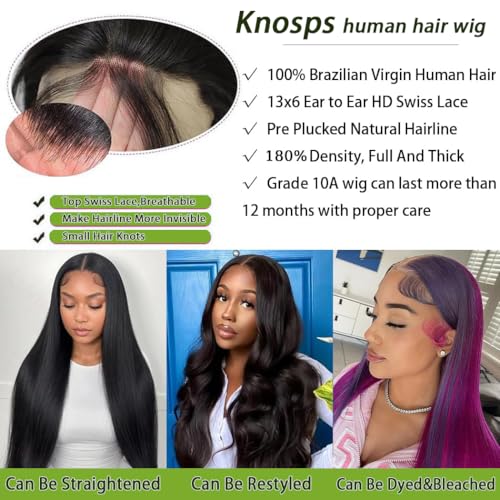 30 Inch 13x6 Lace Front Wigs Human Hair Pre Plucked Straight HD Lace Front Wigs Human Hair 180 Density 13x6 Frontal Wigs with Baby Hair Straight Glueless Wigs Human Hair for Women