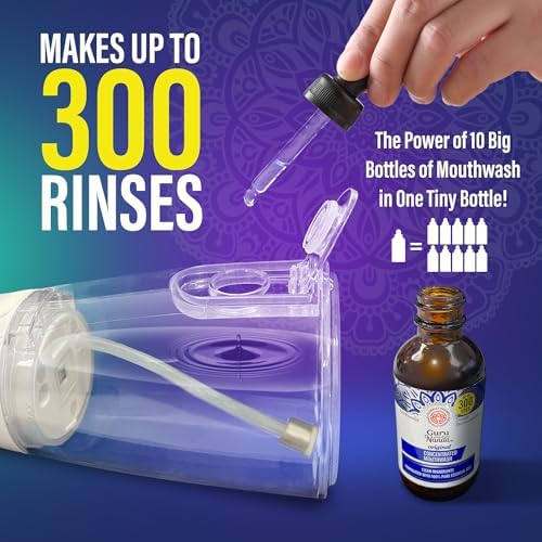 GuruNanda Advanced Water Flosser 2.0 with UV Mode & Concentrated Mouthwash Duo - Fresh Breath & Thorough Plaque Removal for a Brighter Smile