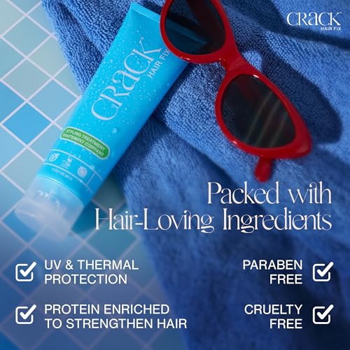 Crack HAIR FIX Styling Treatment - Multi-Tasking, Anti-Frizz, Leave-In Styling Cream with Protection from Humidity, Chlorine, Heat Treatments & Sun, 3 oz
