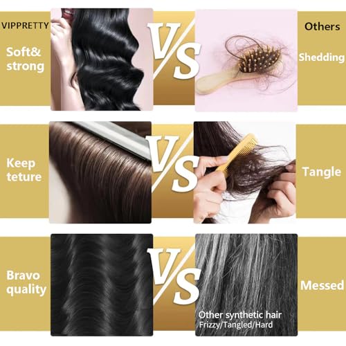 13X6 HD Lace Front Wig,30Inch Glueless Loose Deep Wave Wig Natural Black.Synthetic Lace Front Wigs Human Hair Touch,Vogue Highlight Technology-Premium Fiber & Human Hair Blended.