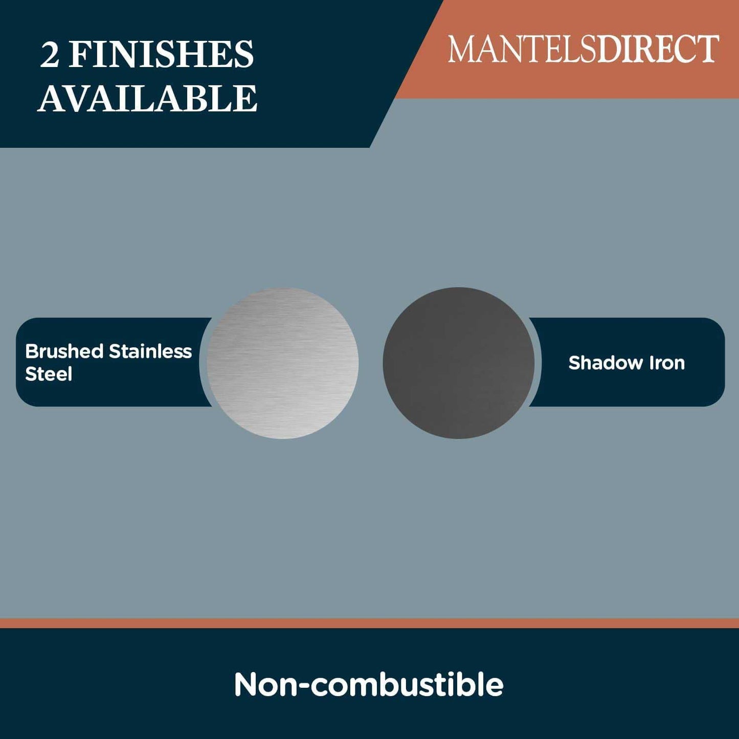 MANTELSDIRECT Titus 52 Inch Metal Stainless Steel Non-Combustible Fireplace Mantel Shelf - Shadow Iron Beautiful Modern Shelf Perfect for Electric Fireplaces and More!