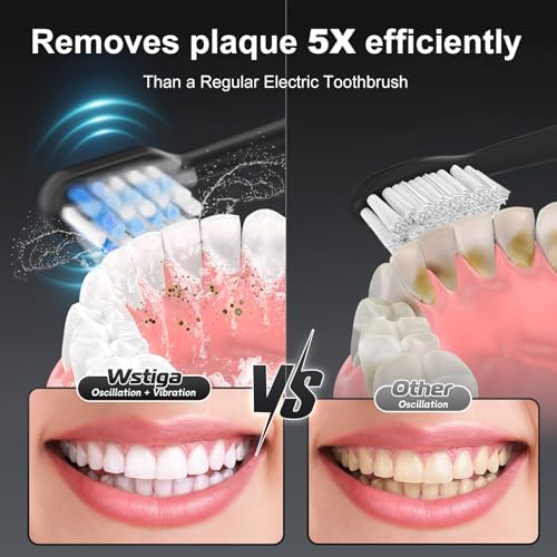 2025 New Sonic Electric Toothbrush for Adults - Vibration 60,000 VPM & 73° Oscillation Rechargeable Electric Toothbrush, 50+ Days Battery Life, 3 Modes, 2-Minute Timer, 3 Brush Heads, Black