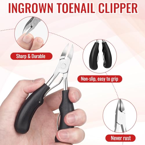 Ingrown Toenail Removal Kit, Ingrown Toenail Relief Tool Kit with Ingrown Toenail Corrector, Ingrown Toenail Drops, Corrector Patch, Toenail Clipper, Nail File Lifter Tools