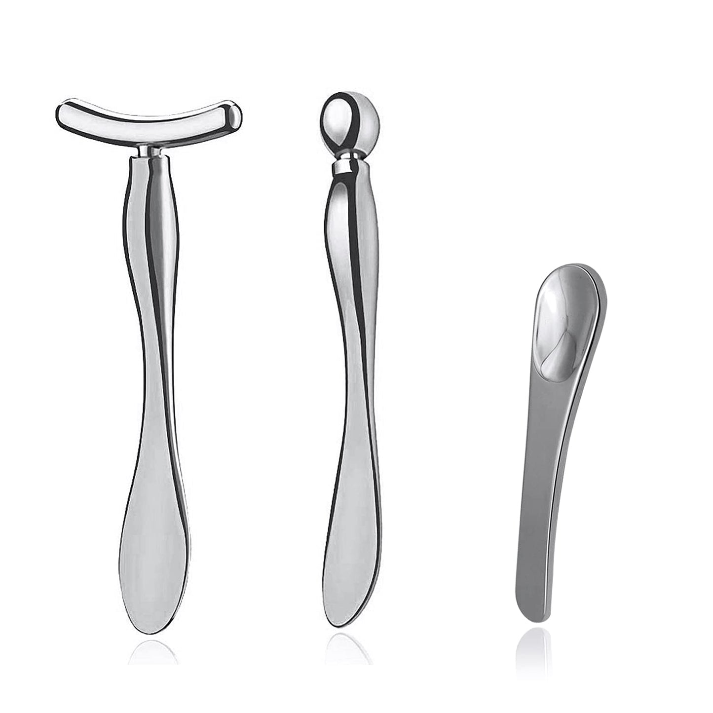 3 Pcs Metal Eye Cream Applicator Tool, Eye Roller Massage Sticks And Makeup Cream Spoon, Facial Massager For Reducing Puffiness