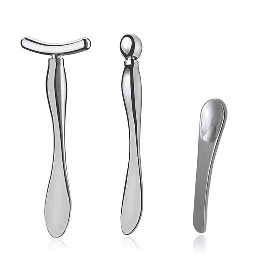 3 Pcs Metal Eye Cream Applicator Tool, Eye Roller Massage Sticks And Makeup Cream Spoon, Facial Massager For Reducing Puffiness
