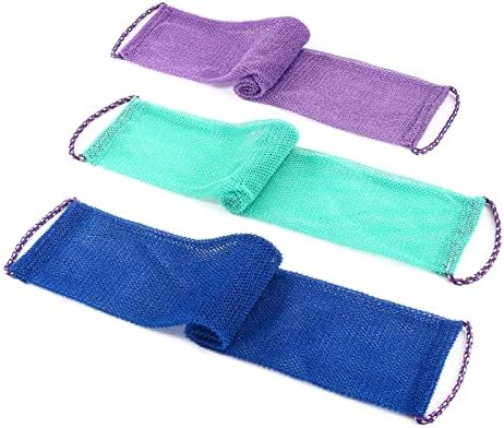 3 PCS African Exfoliating Net,African Net Sponge,Exfoliating Body Scrubber Back Scrubber for Shower,Exfoliating Washcloth African Net Bath Sponge Exfoliating Net for Men Women Daily Shower Bathing