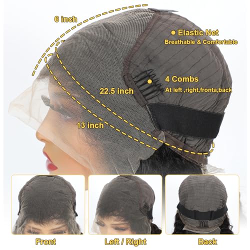 28 Inch 13x6 Deep Wave Lace Front Wigs Human Hair Deep Wave Frontal Wig 13x6 HD Lace Front Wigs Human Hair Pre Plucked 180 Density Glueless Virgin Deep Wave Wig for Women Natural Color