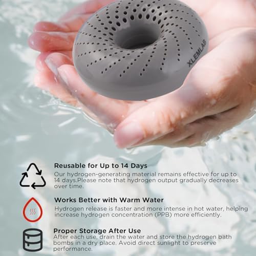 Hydrogen Bath Bombs for Men, Hydrogen Bath Soak, H2 Water for Sport Fitness Enthusiast, Refreshes Body Mind Skin Hydration Anti-Aging 4 Packs Gray