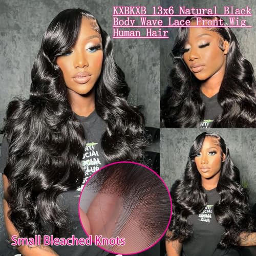 30 Inch Body Wave Lace Front Wigs Human Hair 220 Density Frontal Wigs Human Hair 13x6 Hd Lace Front Wigs Human Hair Pre Plucked Brazilian Virgin Hair Glueless Wig Body Wave Wig for Women Natural Black