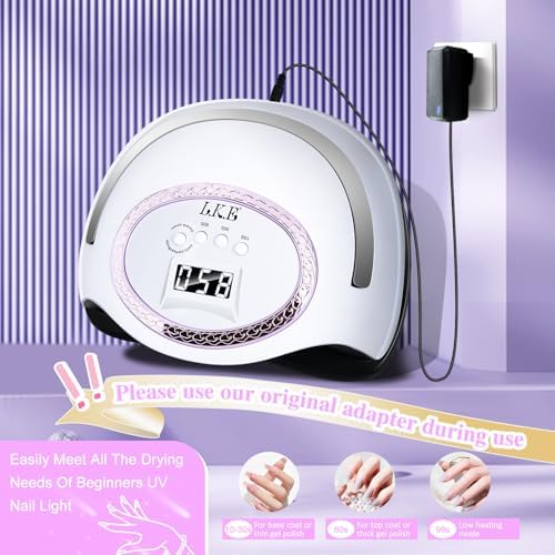 288W UV Nail Lamp, LKE Nail Dryers Professional UV LED Nail Lamp UV Light for Gel Nails with 66pcs Light Beads 4Timers LCD Display and Auto Sensor for Salon and Home