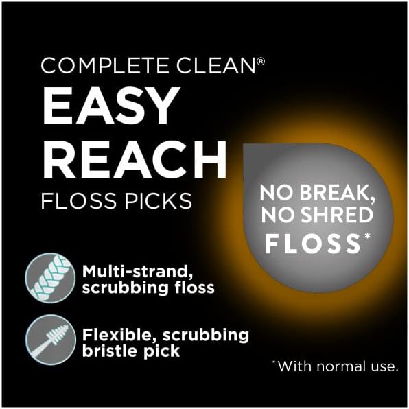 DenTek Complete Clean Easy Reach Floss Picks, Advanced Fluoride Coating, Mouthwash Blast Flavor, 75 ct. (Pack of 6)