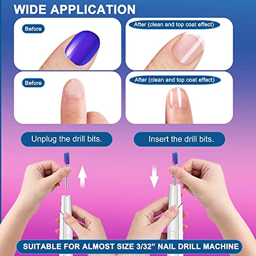 25Pcs Nail Drill Bits Set with Portable Holder, 3/32 Inch Ceramic Diamond Carbide Cuticle Efile Remover Nail Drill Bit for Home Salon Acrylic Gel Polish Manicure Pedicure