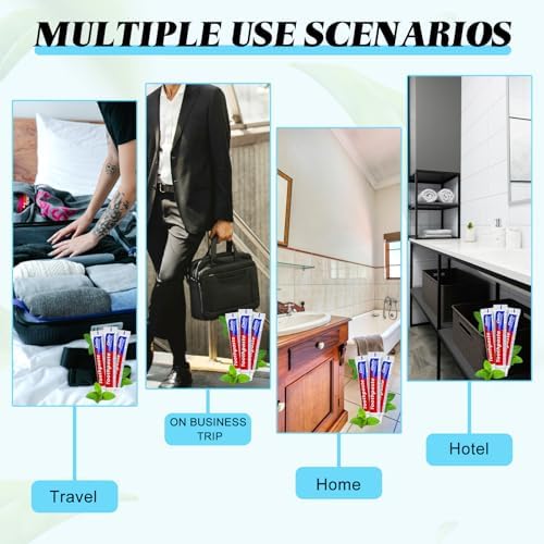 100 Tubes Extra Small Travel Size Toothpast Bulk,0.35 oz/10 Grams Mint Small Disposable Toothpaste 0.8x3.5 inches Single Use Bulk Toothpaste Travel Size for Hotel,Camping,Homeless,Guests