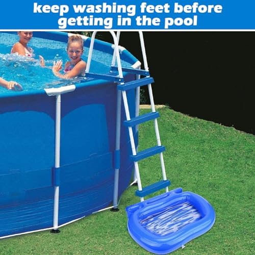 2Pack Pool Foot Bath,Inflatable Foot Soaking Bath Basin for Pool Entry Ladder,Pool Foot Wash Bath Tub for Swimming Pool Clean Feet, In Ground Above Ground Swimming Pools,Hot Tub Spa-Blue