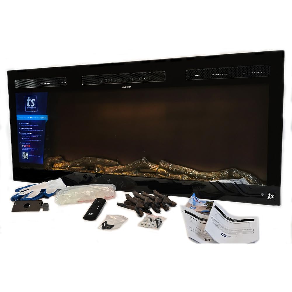 Touchstone Smart Electric Fireplace-The Fury 57" Wide- 4.5" Thin in Wall Recessed-100 Realistic Flame/Ember Bed Color Combos-1,500W Heater-Larger Viewing Area-Alexa/WiFi Enabled