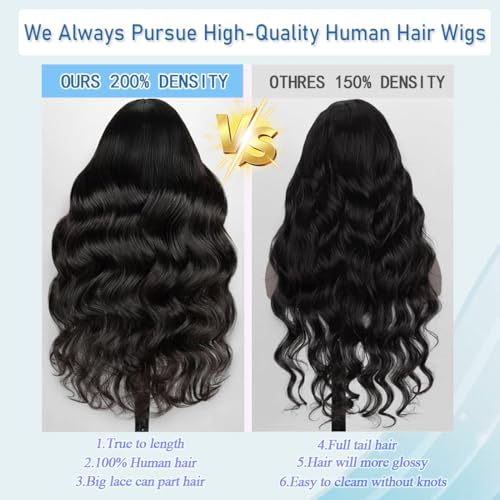30inch 13x6 Body Wave Lace Front Wigs Human Hair 200 Density HD Lace Frontal Wigs Human Hair Pre Plucked with Baby Hair 12A Glueless Frontal Wigs Human Hair for Black Women
