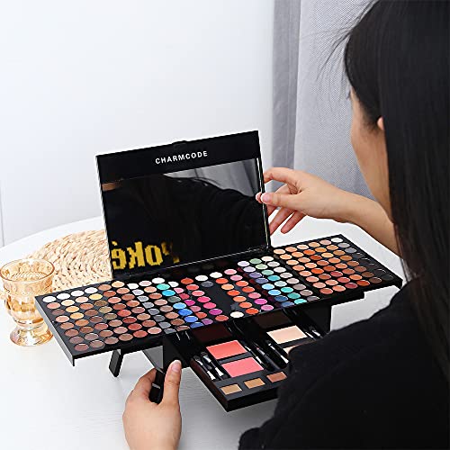 190 Colors Cosmetic Make up Palette Set Kit Combination with Eyeshadow Facial Blusher Eyebrow Powder Face Concealer Eyeliner Pencil A Mirror All-in-One Makeup Gift (Multicolor)