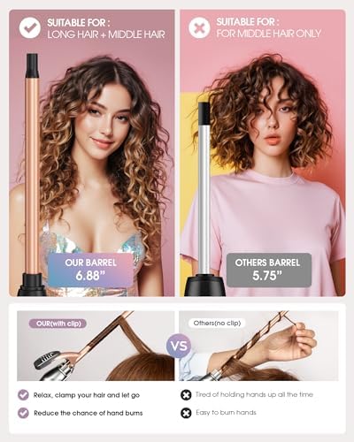 0.5 in Tiny Curling Wand with Adjustable Temperature, for Medium and Long Hair, Heat Resistant Glove, 8-in-1 Gift Set