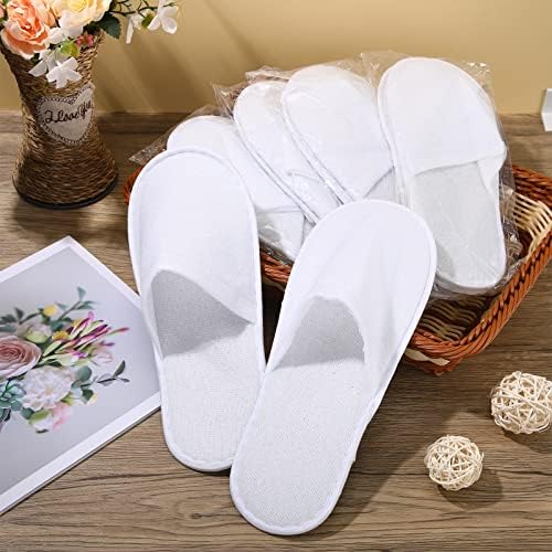 Jecery 40 Pairs Disposable House Slippers for Guests Bulk Slipper Pack for Hotel Spa Travel Shoeless Home White Closed Toe