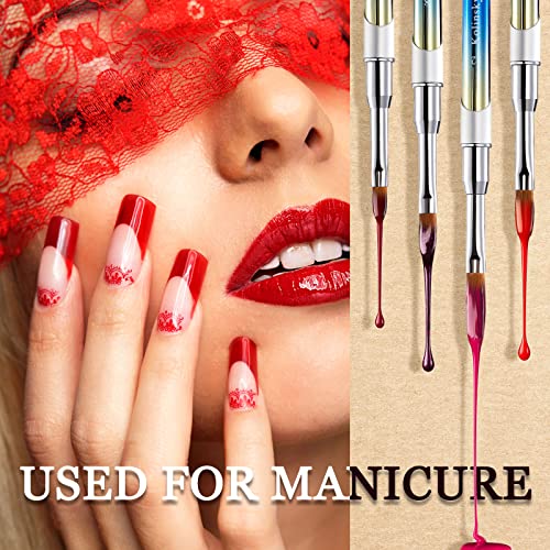 4 Pieces Kolinsky Acrylic Nail Brush Kolinsky Hair Bristles Round Shaped Handle Acrylic Brush Nail Brushes for Acrylic Application Nail Art Brush Nail Manicure Tool Size 6, 8, 10, 12