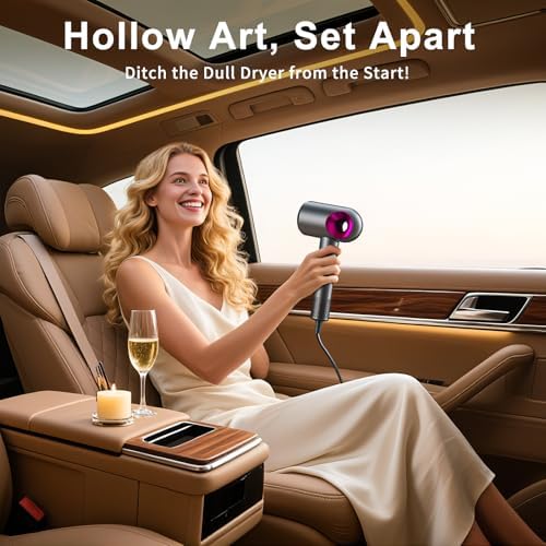 Hair Dryer, High-Speed Ionic Low Noise Blow Dryer with Diffuser for Fast Drying, Professional 504 Millions Negative Ionic Thermo-Control Hairdryer, Travel with Magnetic Diffuser & Nozzle