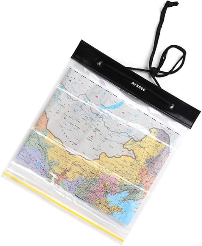 Waterproof Map Case Holder, Watertight Map Carrier, Transparent Dry Bag Protector Pouch for Camping, Hiking, Documents, Electronics, Emergency, Outdoors