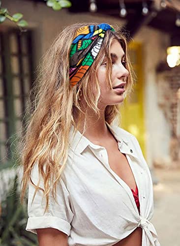 Huachi Wide Headbands for Women Boho Workout Head Bands for Women’s Hair African Knotted Non Slip Headwrap Turban Sport Yoga Girls Bandeau Hair Accessories (Pack of 4)