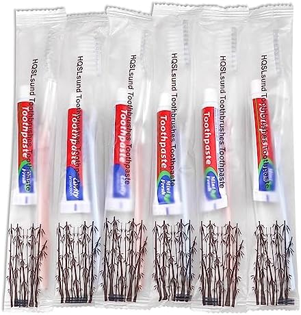 HQSL Sund 100 pcs Disposable Toothbrushes with Toothpaste, 2 Color Toothbrushes and Toothpaste 10g, Bulk for Homeless, Airbnb, Hotel