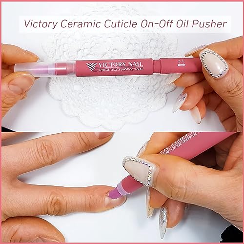 1PCS Ceramic Cuticle On/Off Oil Pusher Cuticle Pusher