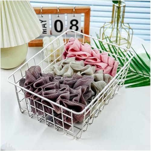 2 in 1 Loofah, 2 in 1 Loofah Sponge Washcloth, Washcloth Loofahs Combo with Drawstring and Hook, Exfoliation Mesh Shower Puff Ball for Body Wash Cleansing and Smooth Skin (3Pcs-A)