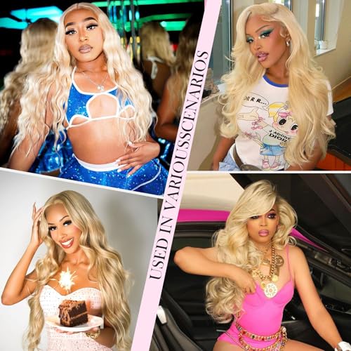 28 Inch 613 13x6 Lace Front Wig Human Hair 200 Density Blonde Wig Human Hair 613 Body Wave Blonde HD Lace Front Wigs Human Hair Pre Plucked 613 Lace Frontal Wigs