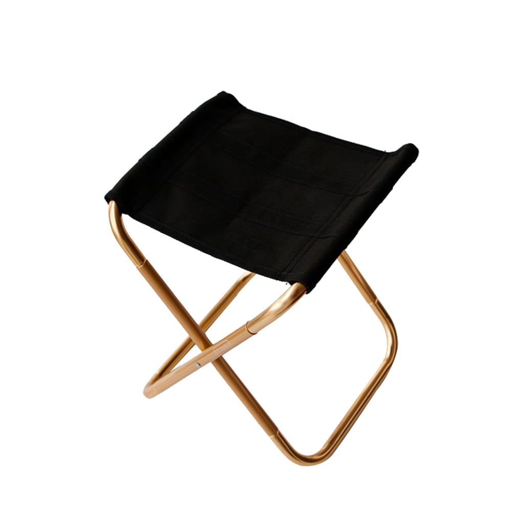 HOOWIFFY Folding Chair Portable Stool Golden Metal Oxford Cloth 1Set for Camping Traveling