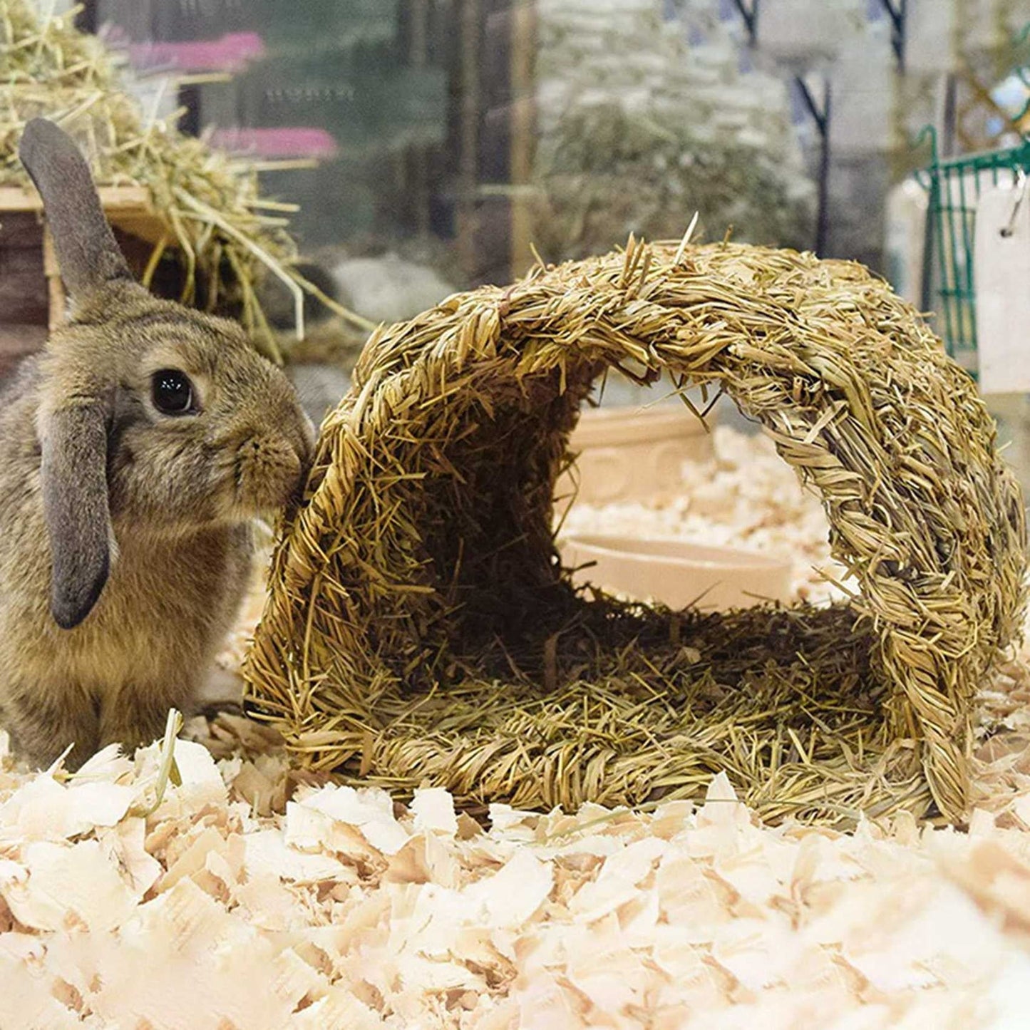 2X Grass House Tunnel Hutch Woven Hut for Laying Or Sleeping Edible Chew Home for Rabbits and Small Animals