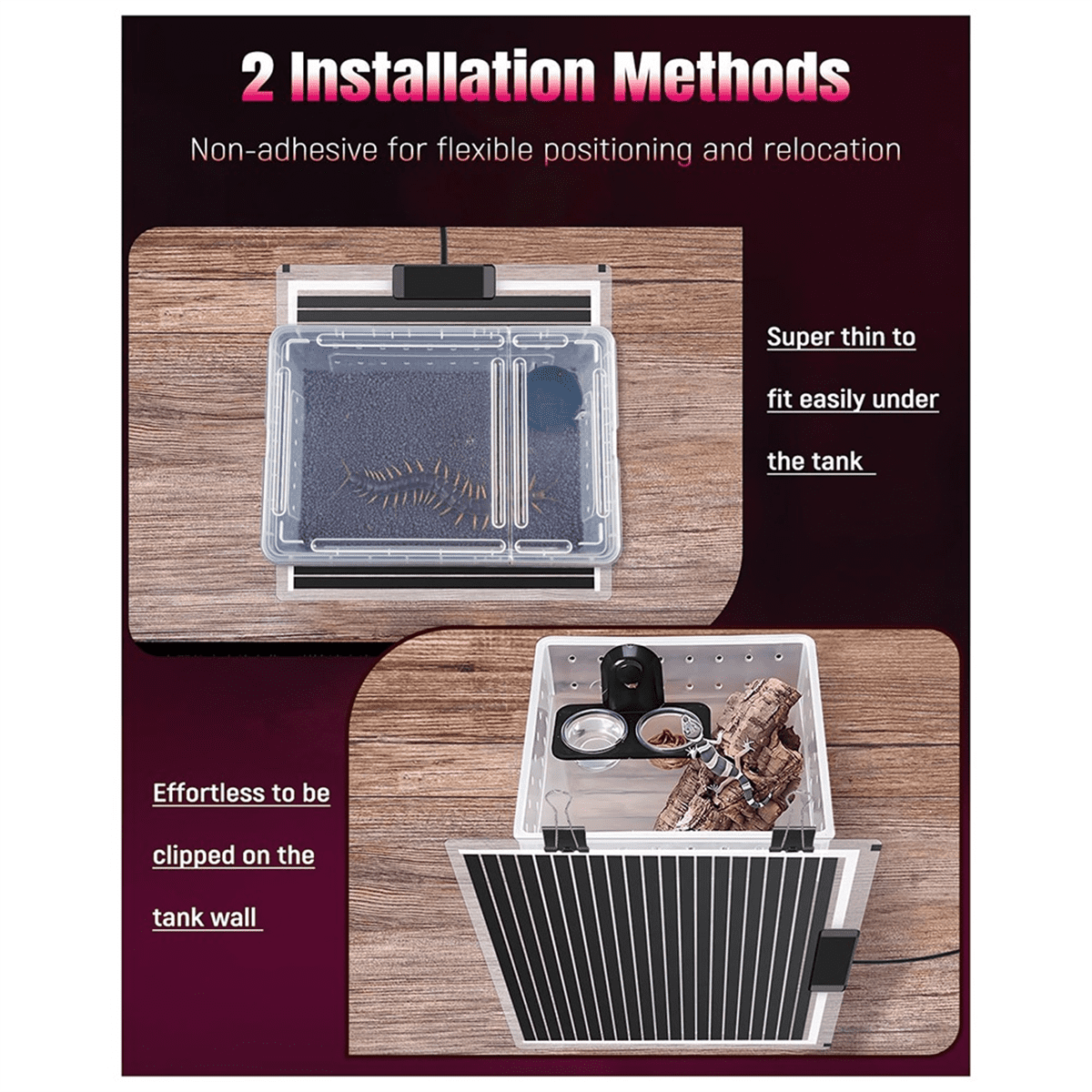 28W Reptile Heating Pad Reptile Heating Pad Under Tank Safe Fast Heating Pad for Frogs Snakes Lizards Geckos US Plug