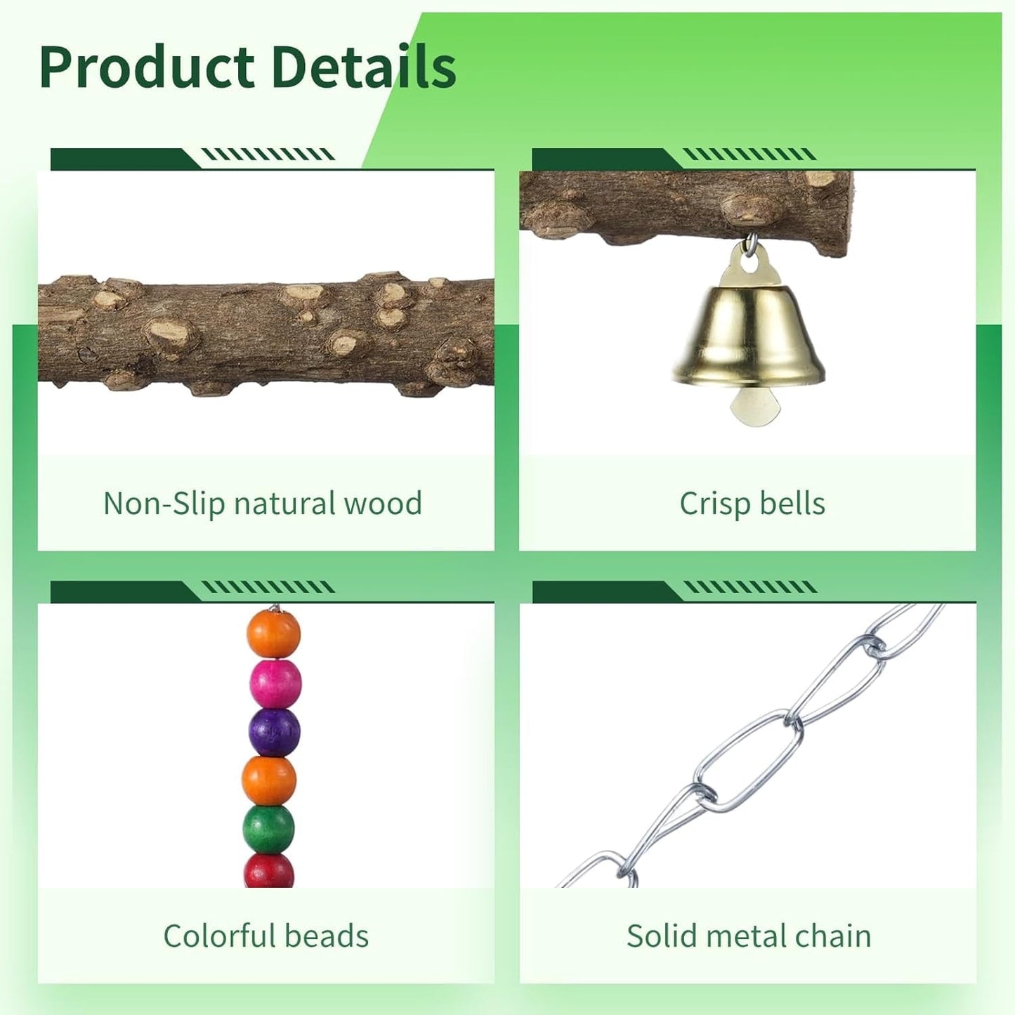 2Pcs Chicken Bird Swing, Chicken Perch, Natural Wooden Swing Toys, Chicken Coop Accessories for Chicken Bird, Parrot, Hens