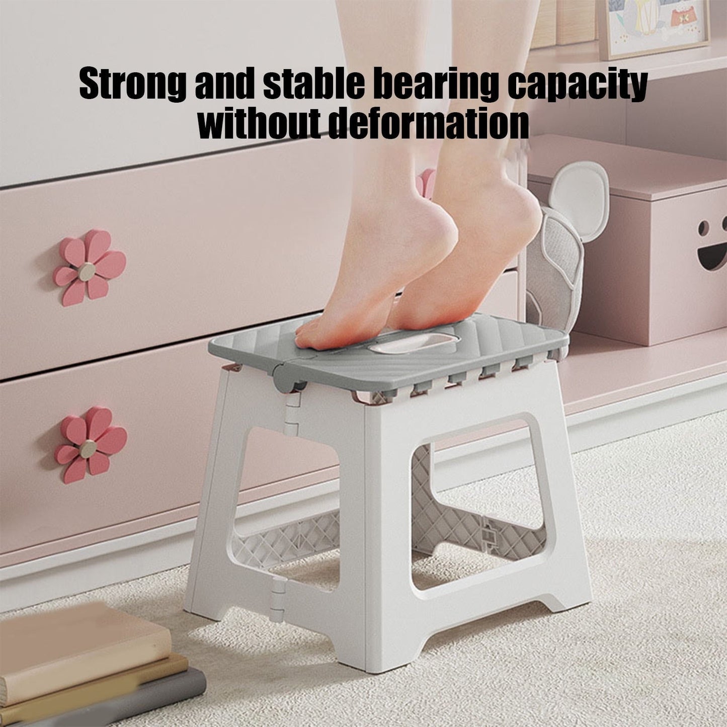 Japceit Portable Foldable Small Stool with Plastic Build, Lightweight Compact Chair for Easy Assembly, Low Stool Suitable for Outdoor, Camping, and Home Seating